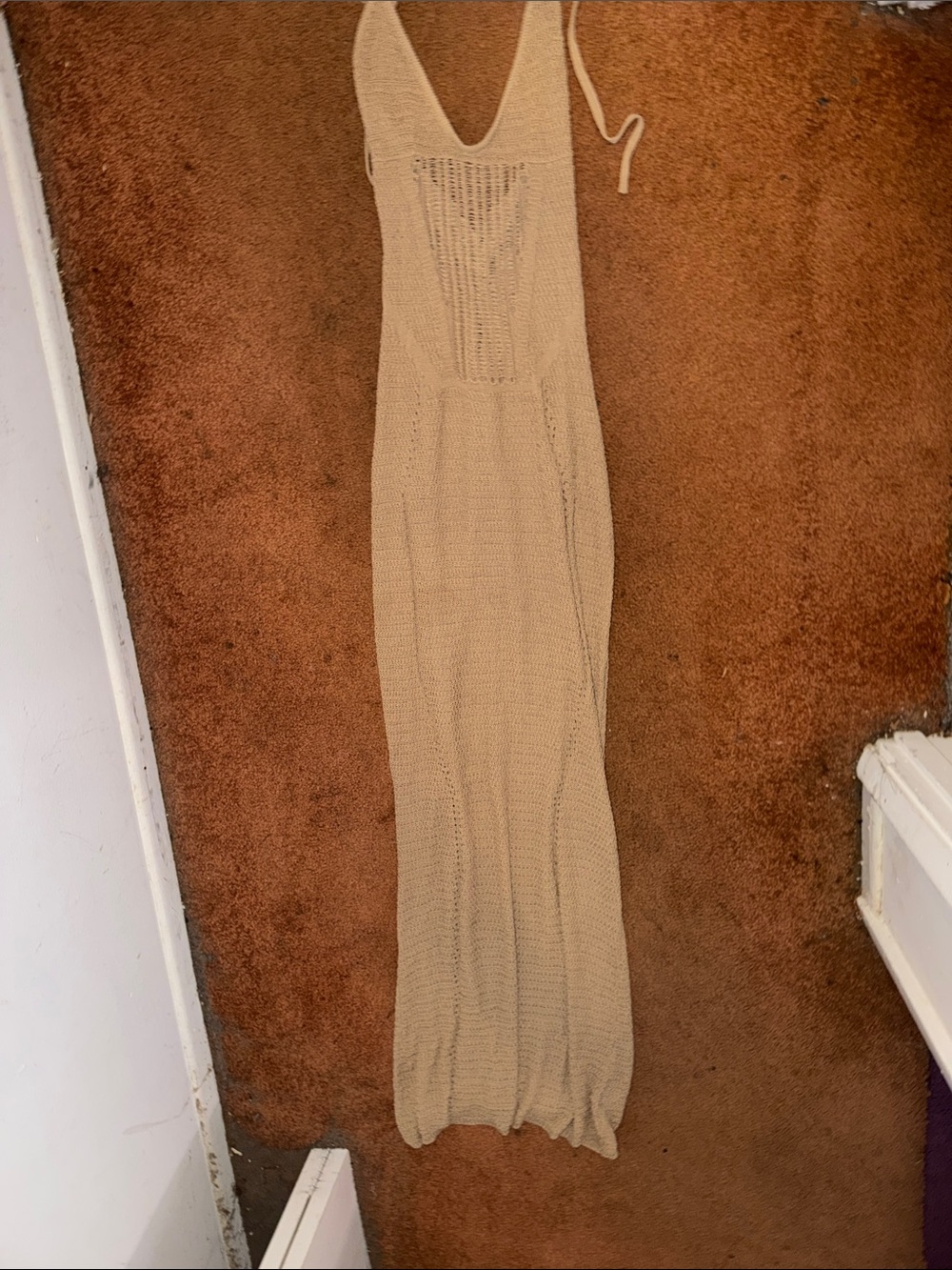 Beige Crochet Maxi Dress
